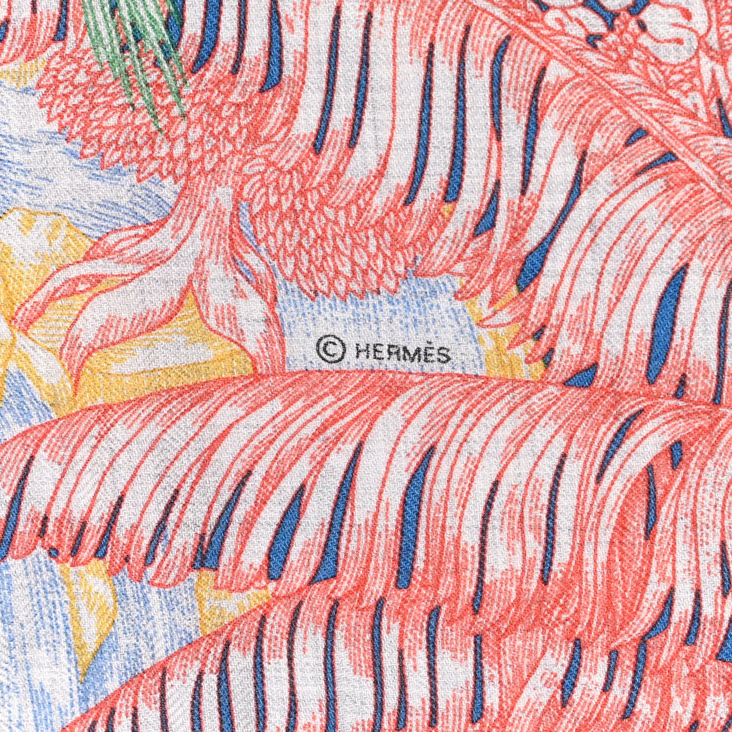 Hermes Cashmere Silk Faubourg Tropical Shawl 140 Gris Chine Rose 4 of 5