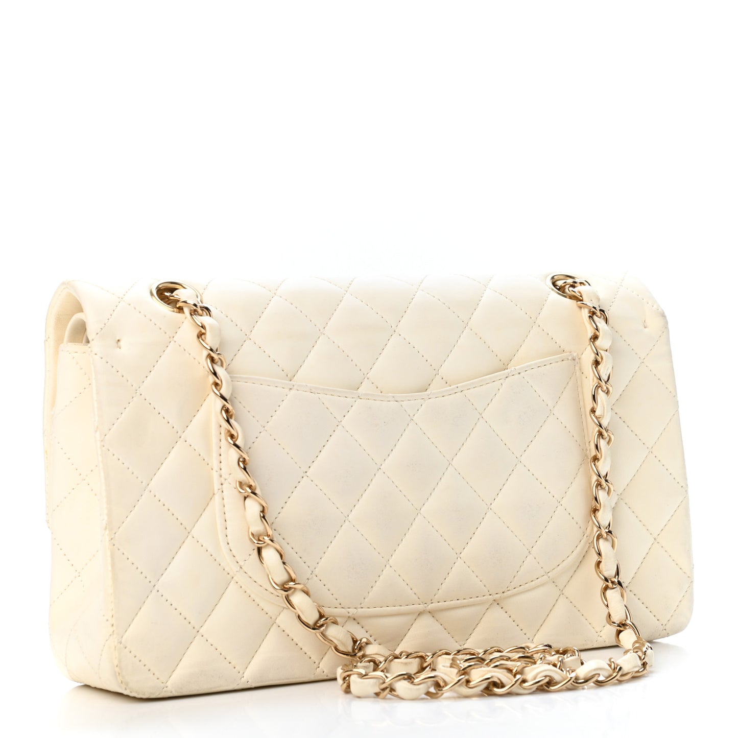 Lambskin Quilted Medium Double Flap White