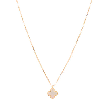 Van Cleef & Arpels 18K Yellow Gold Mother of Pearl Sweet Alhambra Pendant Necklace 1 of 3