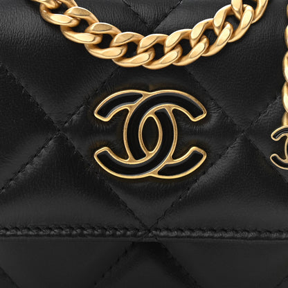 Chanel Lambskin Enamel Quilted Pending CC Card Holder On Chain Black 9 of 11