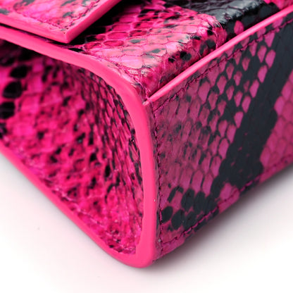 Balenciaga Shiny Calfskin Python Effect Hourglass Top Handle Bag Mini Fuchsia Black 9 of 10