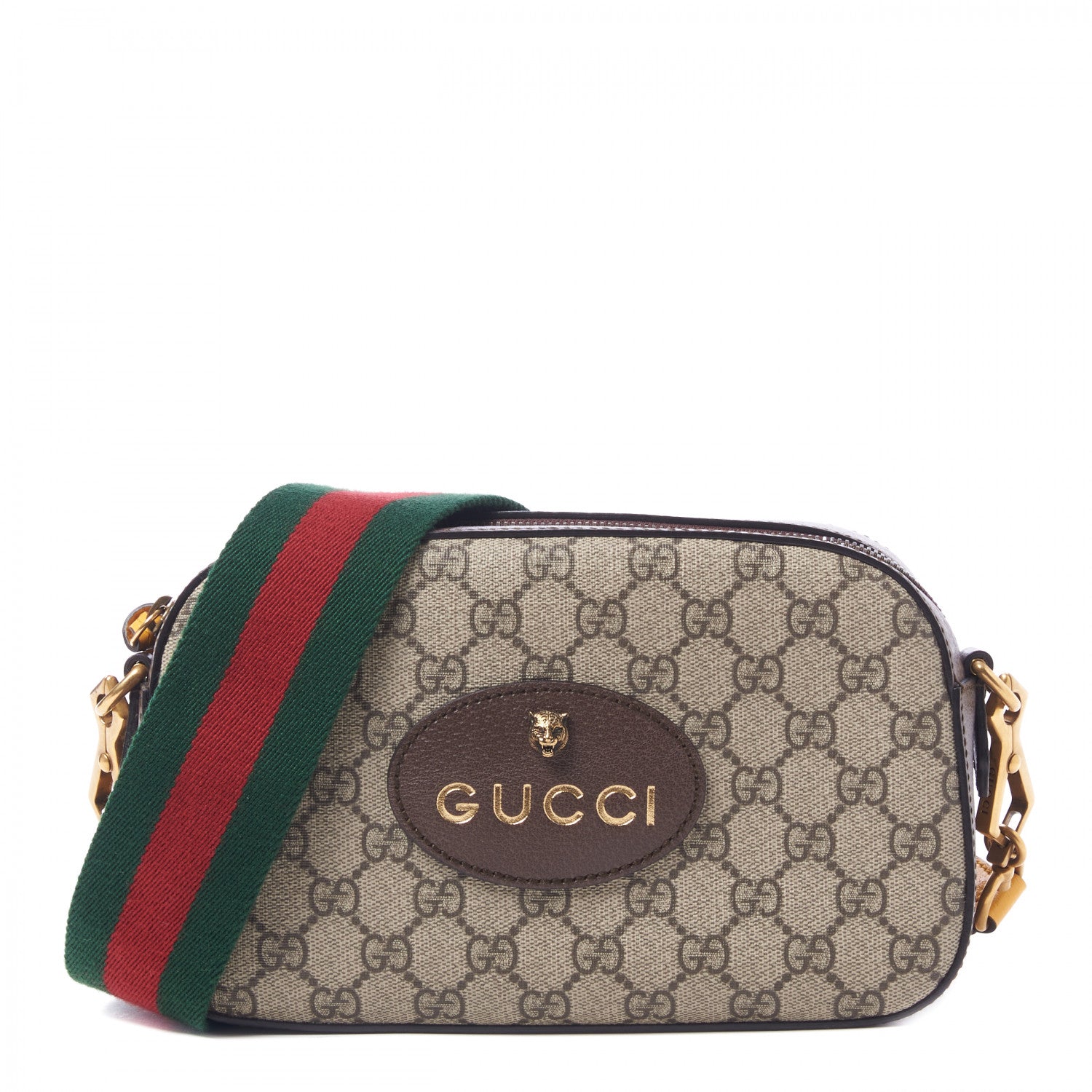 Gucci GG Supreme Monogram Web Neo Vintage Shoulder Bag Beige New Acero Crop 1 of 10