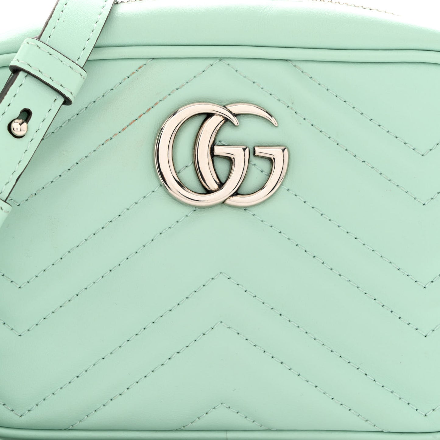 Calfskin Matelasse Mini GG Marmont Chain Shoulder Bag Water Green