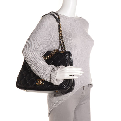 Chanel Aged Calfskin Quilted Large Pondichery Flap Black 2 of 8