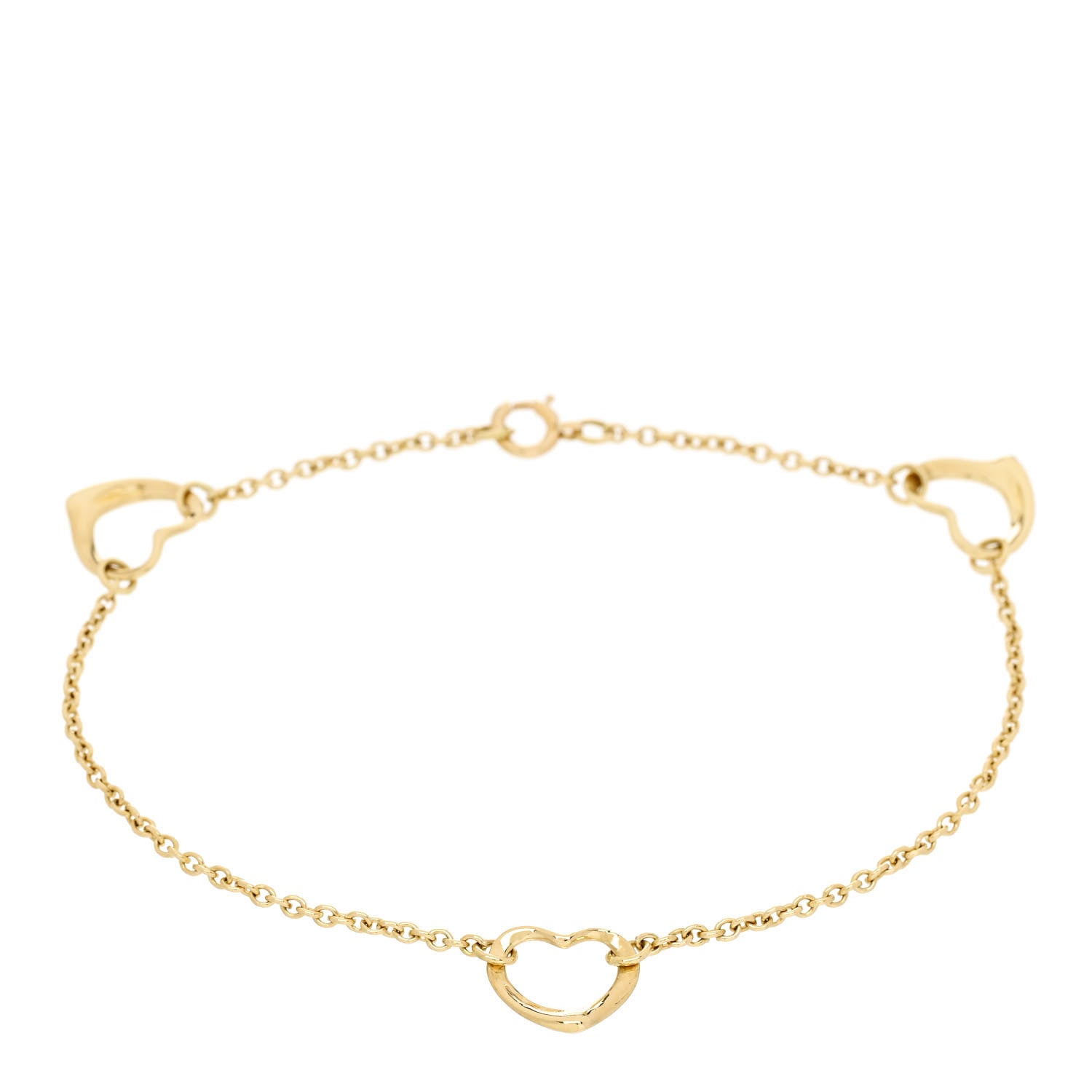 Tiffany 18K Yellow Gold Elsa Peretti 3 Open Heart Bracelet 1 of 3