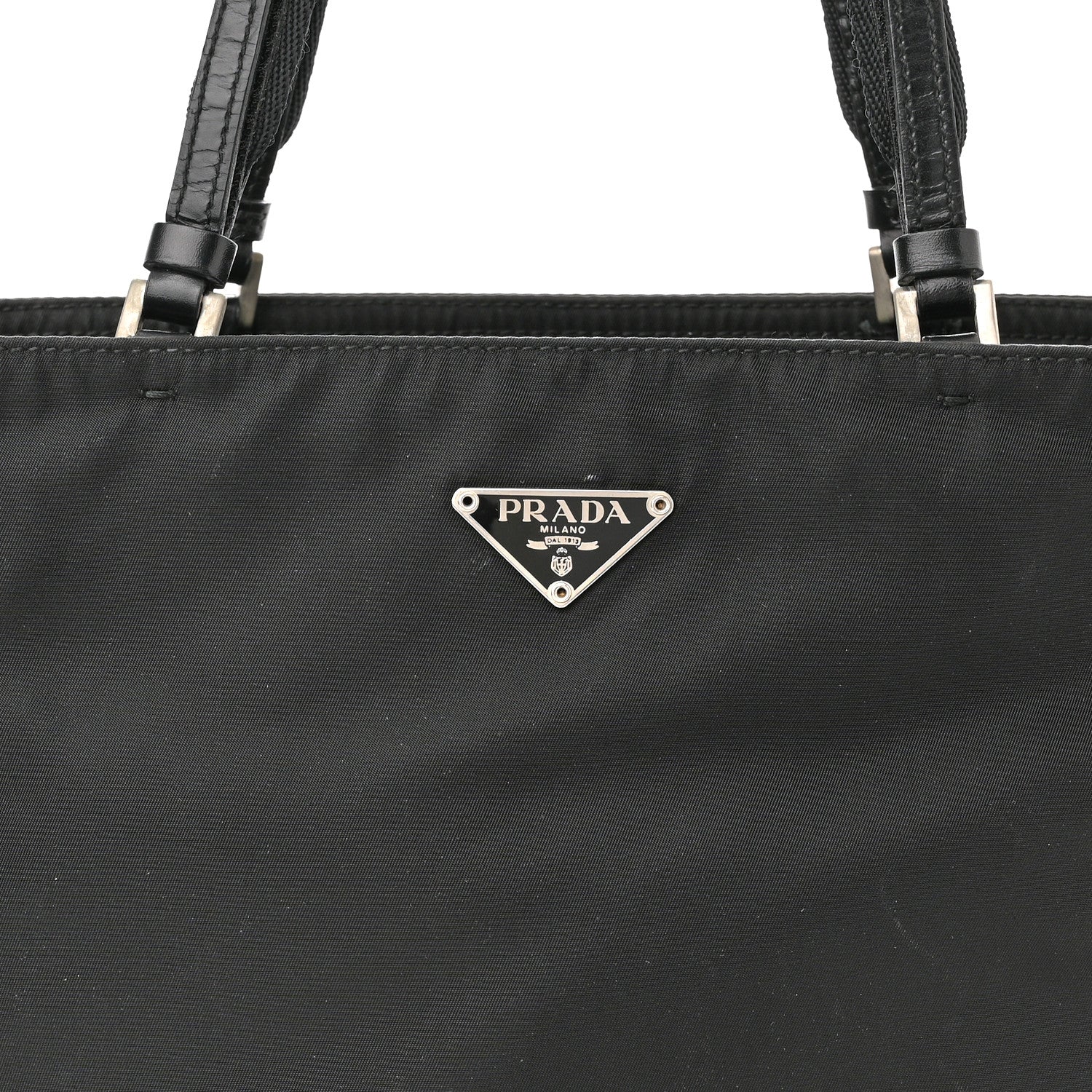 Prada Nylon Calfskin Tote Black 7 of 11