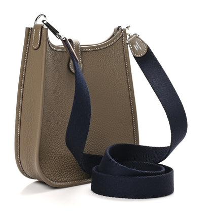 Hermes Taurillon Clemence Amazone Evelyne TPM Etoupe Bleu Indigo 2 of 10