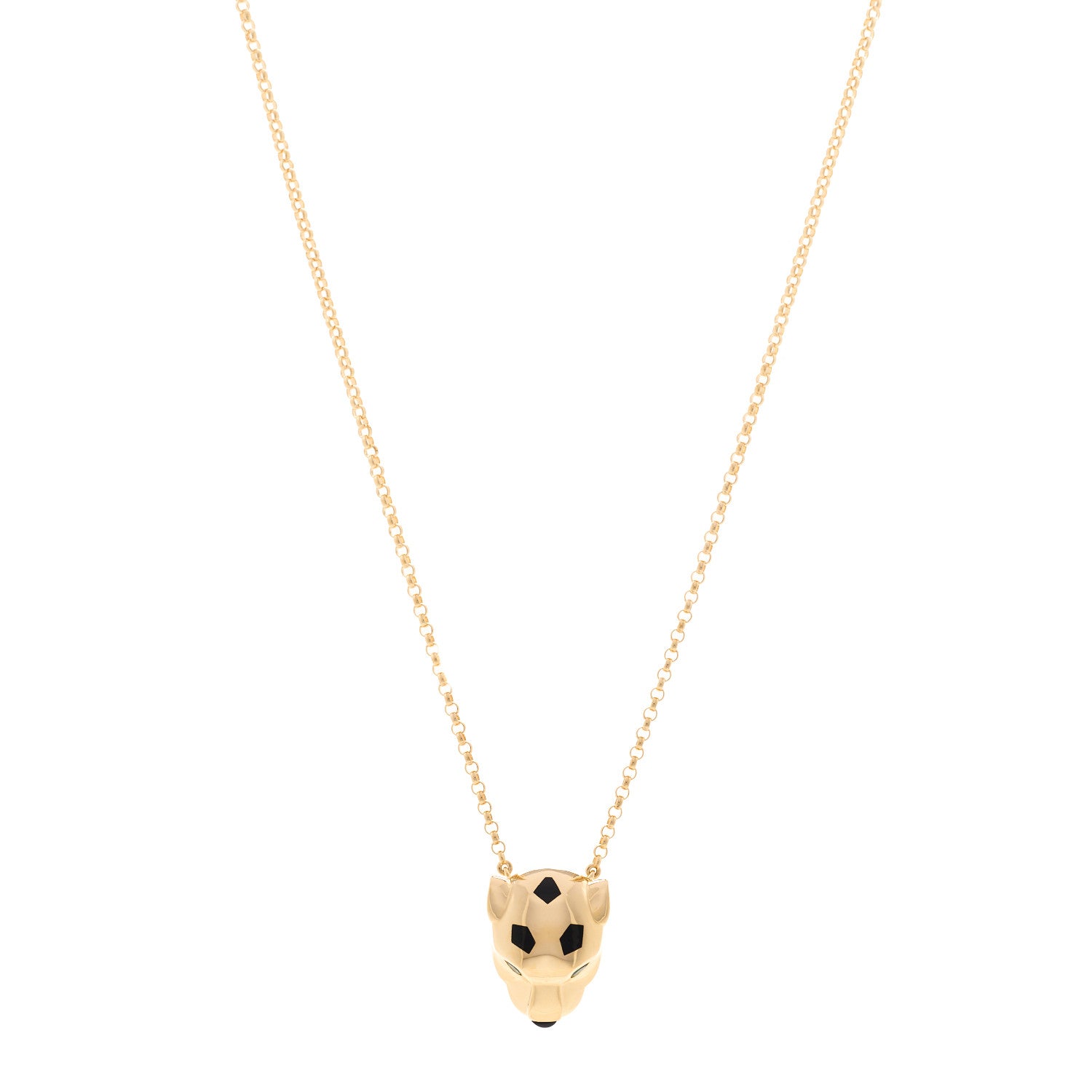 Cartier 18K Yellow Gold Tsavorite Onyx Panthere De Cartier Pendant Necklace 1 of 5