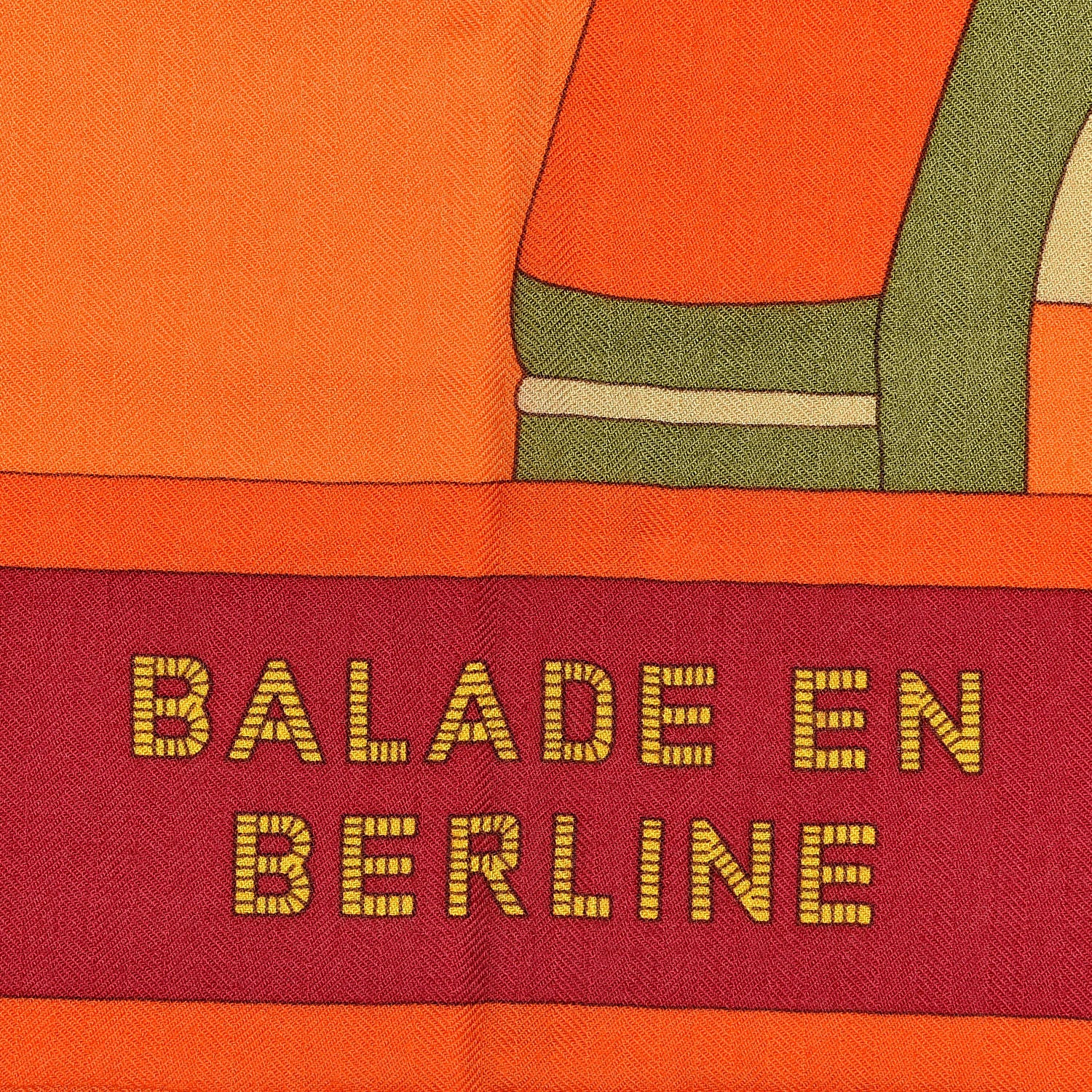 Hermes Cashmere Silk Balade En Berline Shawl 140 Orange Soleil Vert 4 of 4
