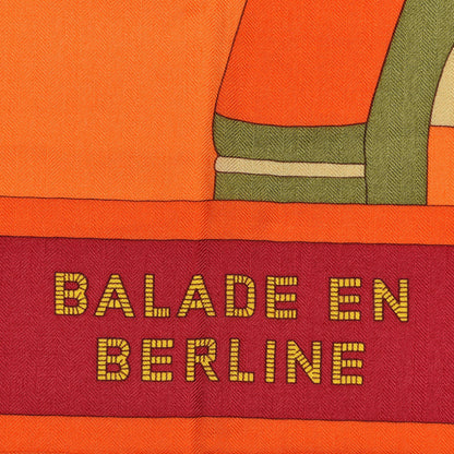 Hermes Cashmere Silk Balade En Berline Shawl 140 Orange Soleil Vert 4 of 4