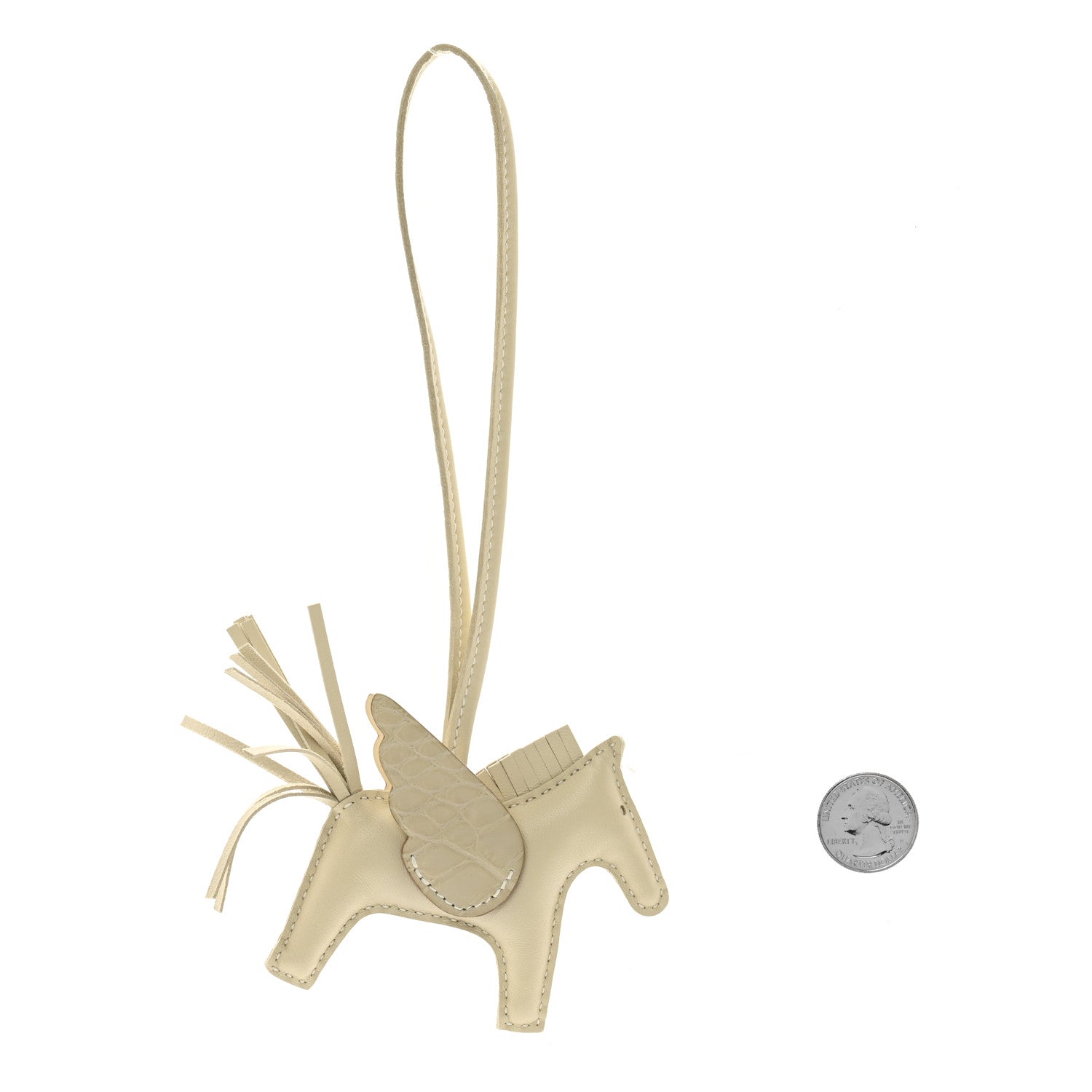 Hermes Milo Lambskin Matte Alligator Touch Grigri Rodeo Pegase Horse Bag Charm PM Craie Nata Beton 2 of 6