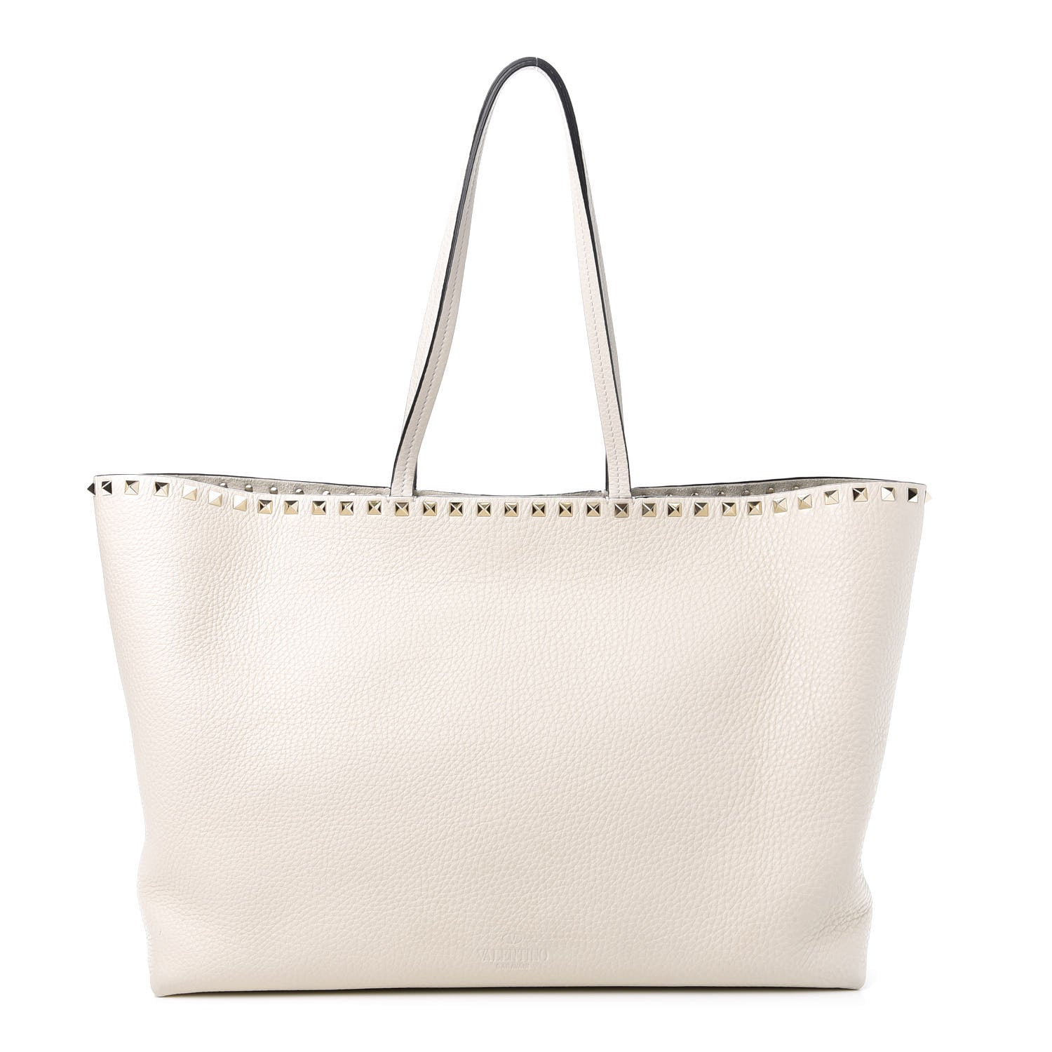 Valentino Garavani Grained Calfskin Rockstud Shoulder Tote Optic White 1 of 10