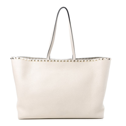 Valentino Garavani Grained Calfskin Rockstud Shoulder Tote Optic White 1 of 10