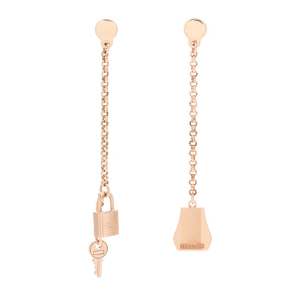 Hermes 18K Rose Gold Kelly Clochette Earrings 1 of 5