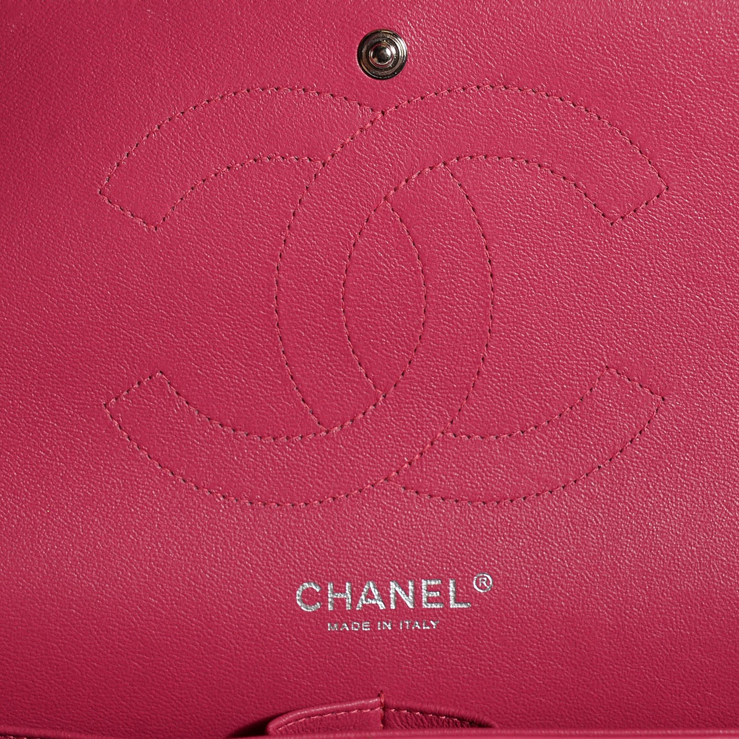 Patent Calfskin Quilted Jumbo Double Flap Fuchsia