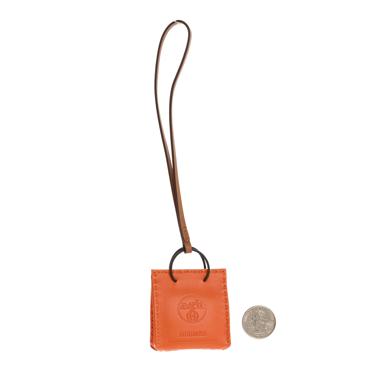 Hermes Milo Lambskin Swift Shopping Bag Charm Feu Gold 2 of 7
