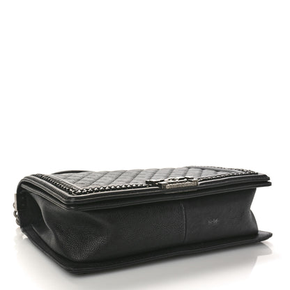 Chanel Goatskin Quilted New Medium Boy Handle Flap Black Black 4 of 12