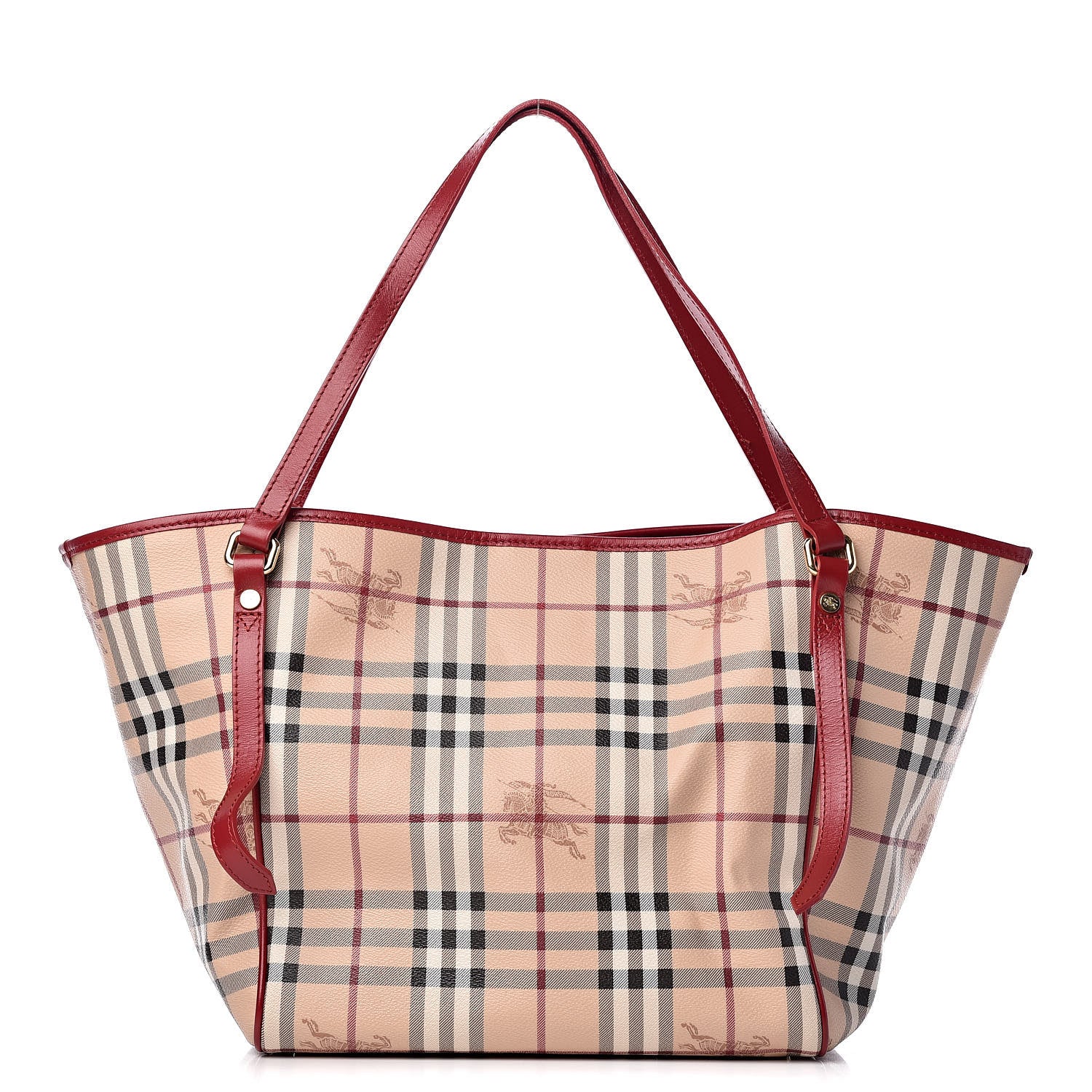 Burberry Haymarket Check Small Canterbury Tote Coral Red 5 of 15