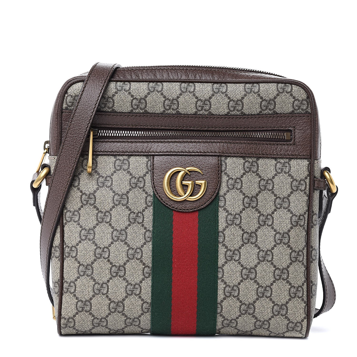 Gucci GG Supreme Monogram Web Small Ophidia Messenger Bag Brown 1 of 10