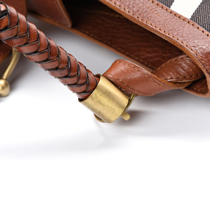 Burberry Calfskin House Check Woven Shoulder Bag Tan 12 of 13