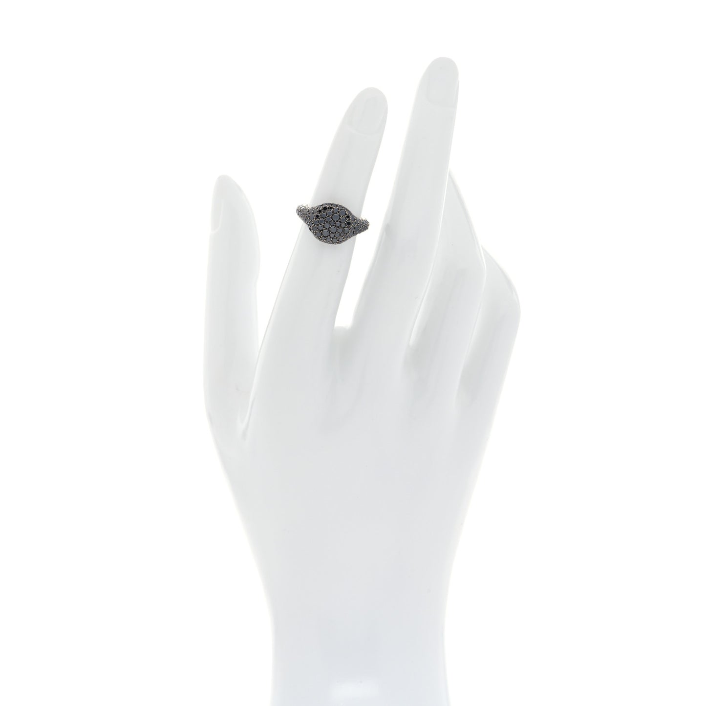 18K White Gold Black Diamond Pave Pinky Ring 45 3.5
