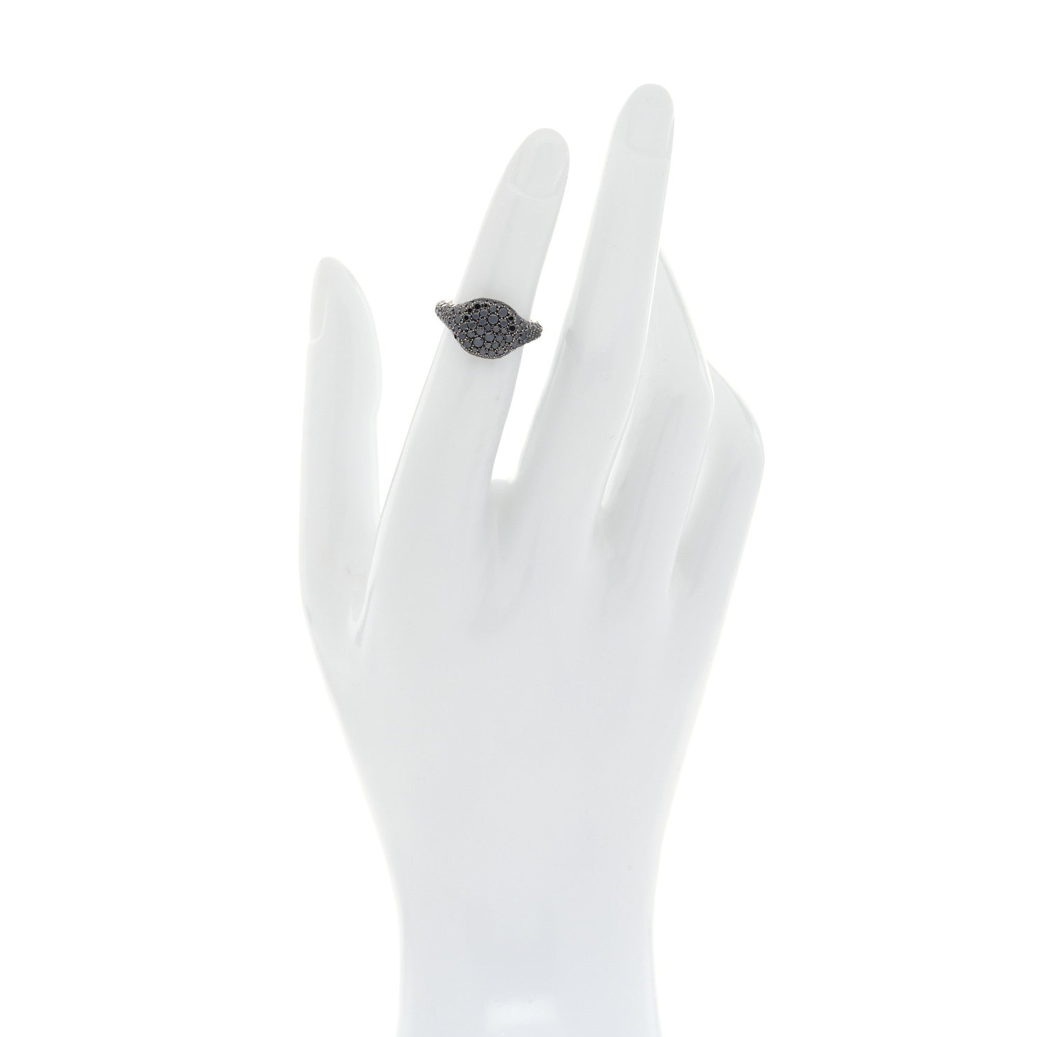 David Yurman 18K White Gold Black Diamond Pave Pinky Ring 45 3.5 2 of 5