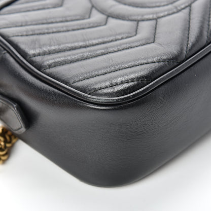 Gucci Calfskin Matelasse Small GG Marmont Chain Shoulder Bag Black 11 of 16