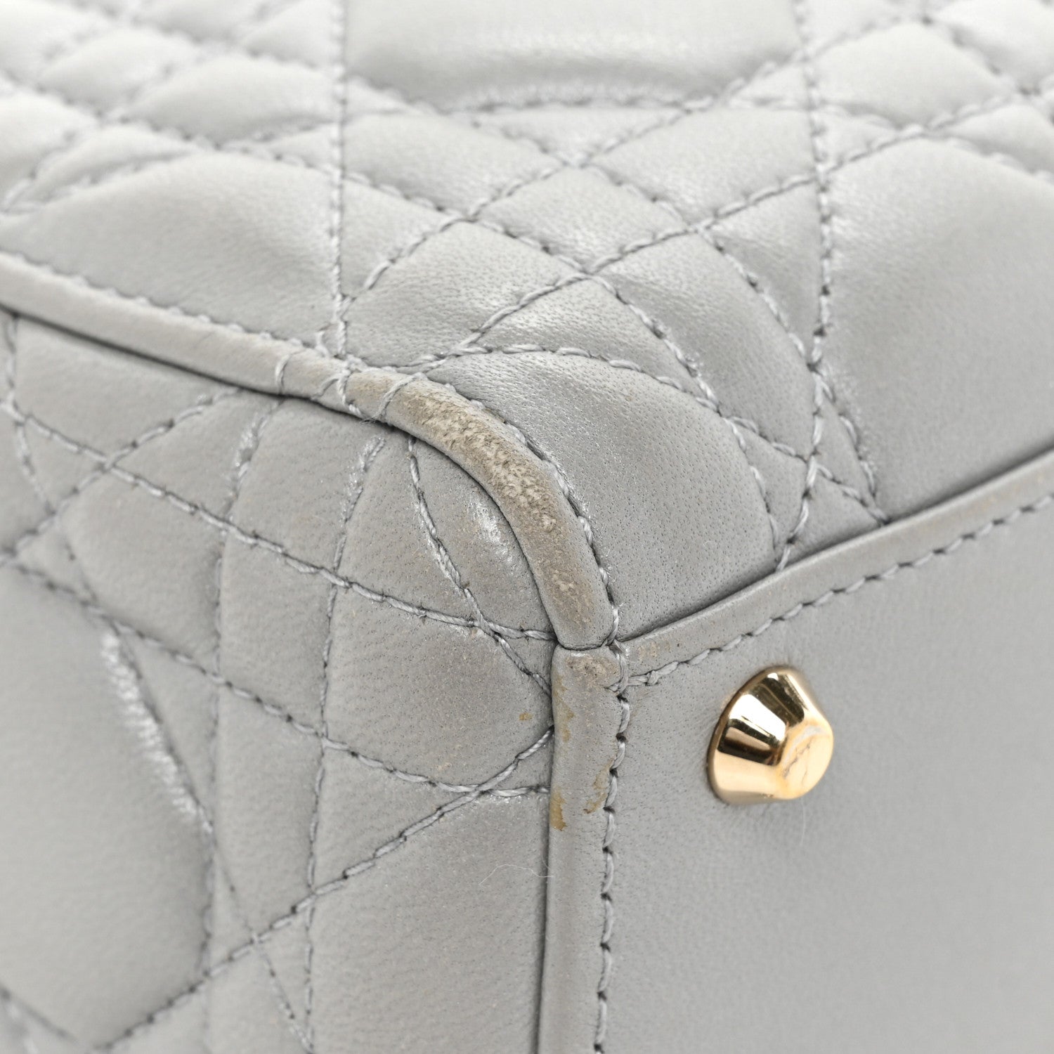 Christian Dior Metallic Lambskin Cannage Mini Lady Dior Grey 11 of 16