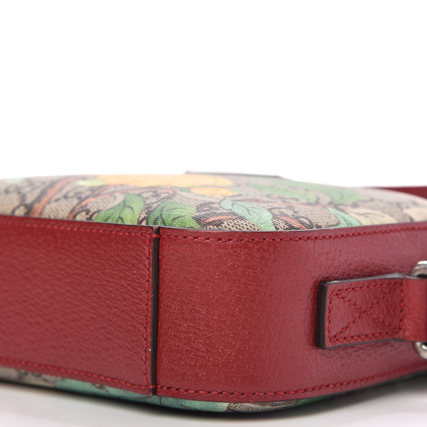 Gucci GG Supreme Monogram Tian Web Small Camera Bag Beige Multicolor Red 7 of 10