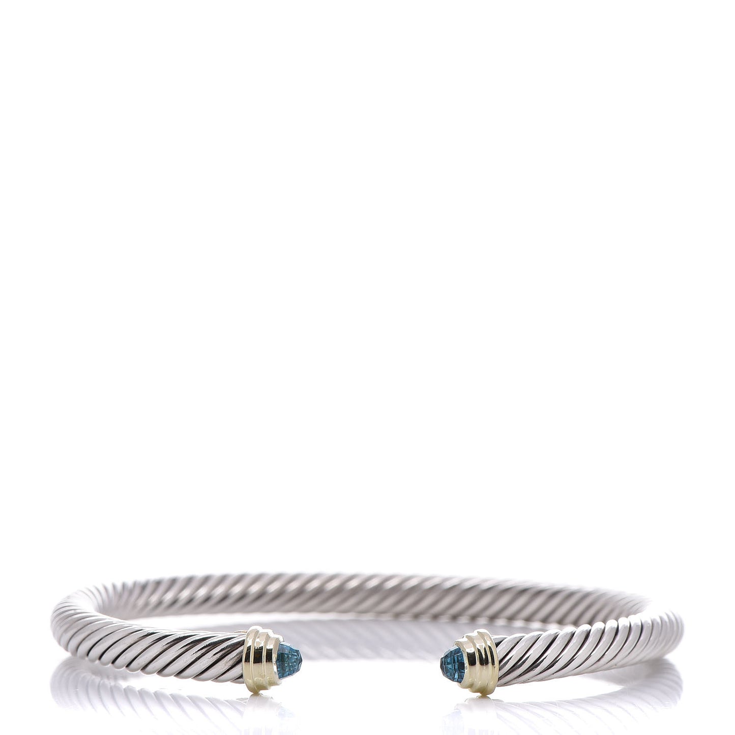 Sterling Silver 14K Yellow Gold Blue Topaz 5mm Cable Classics Petite Color Bracelet