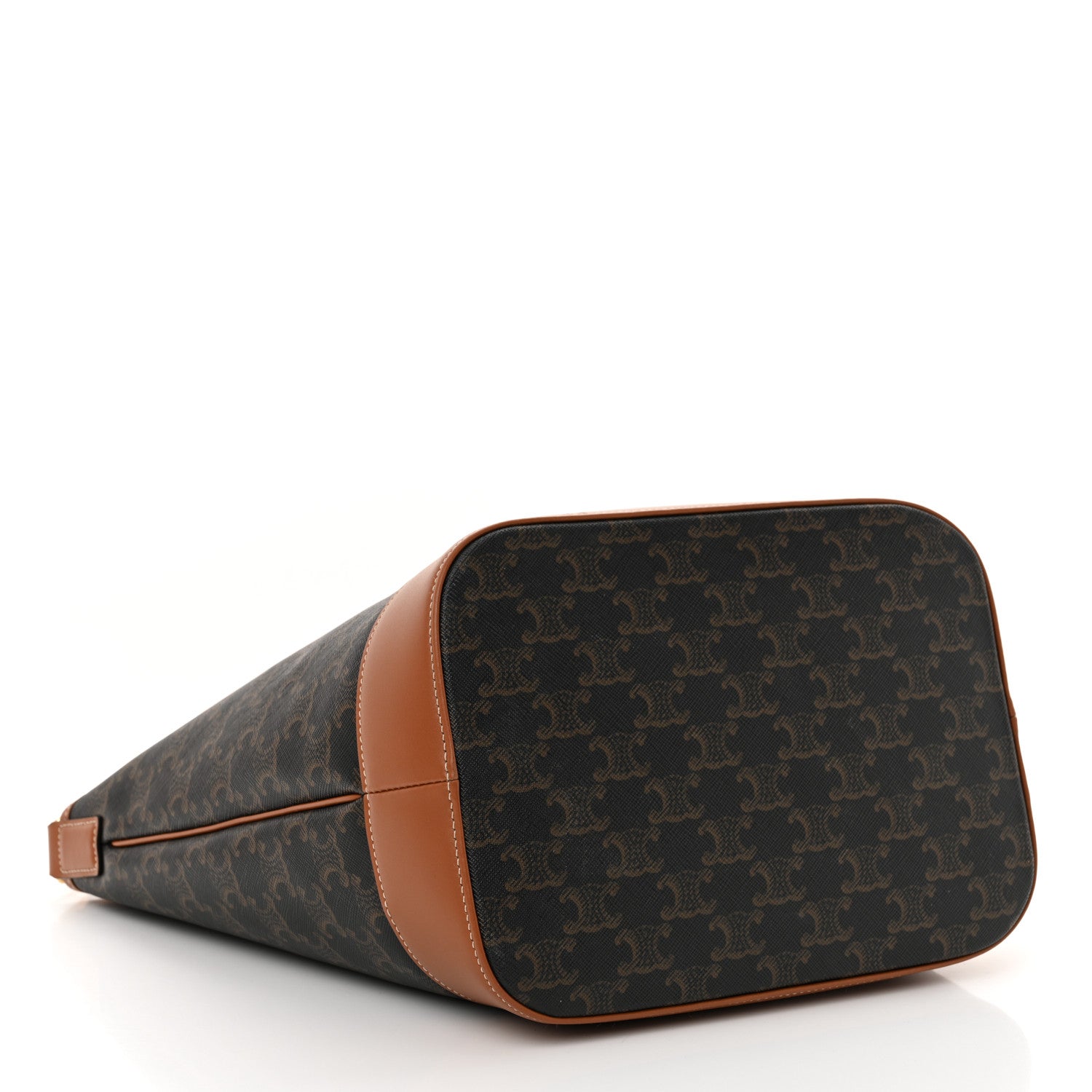 Celine Triomphe Canvas Calfskin Medium Bucket Bag Tan 4 of 10