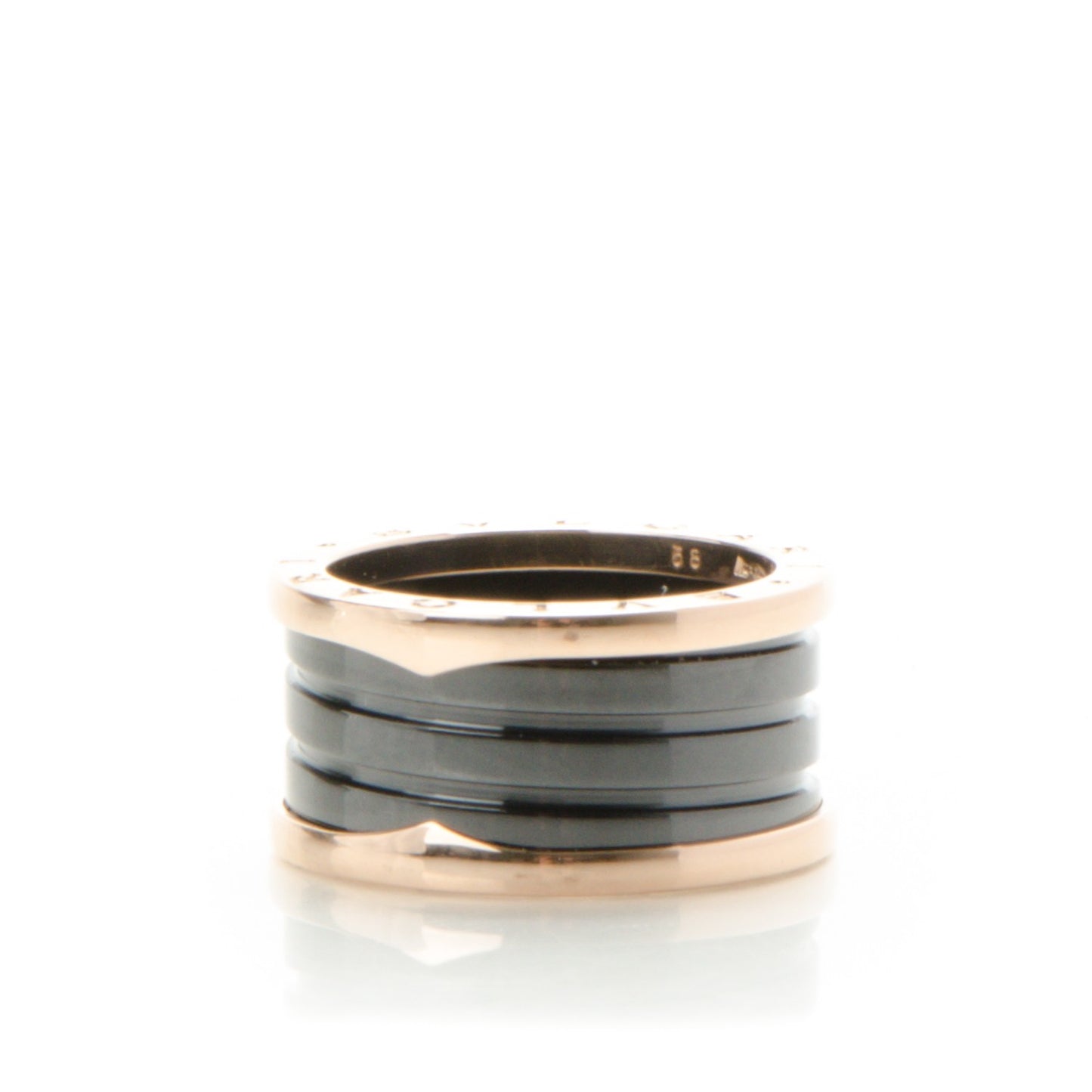 18K Rose Gold Black Ceramic B.Zero1 Four-Band Ring 58 8.5