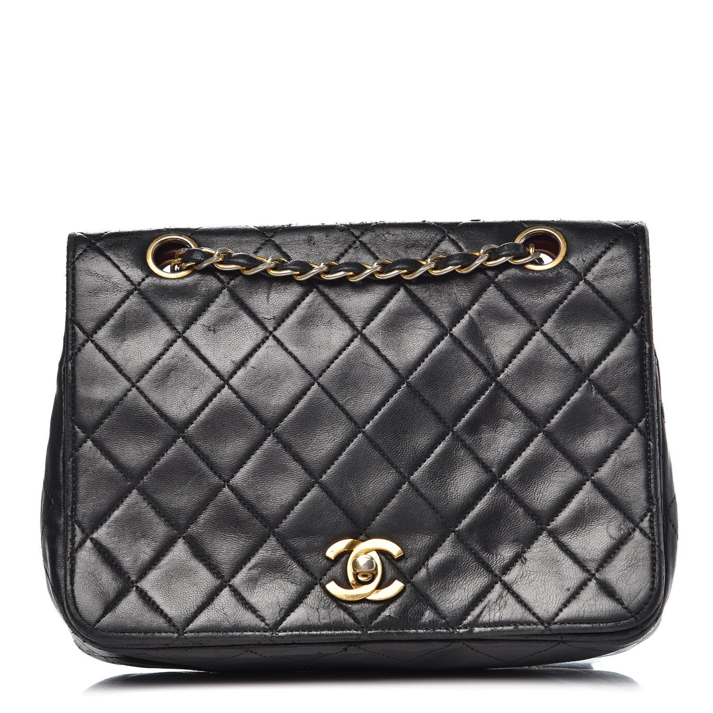 Lambskin Quilted Small Single Flap Black