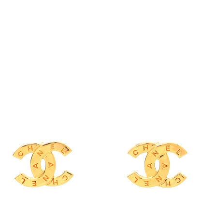 Chanel Metal CC Paris Button Stud Earrings Gold 1 of 4