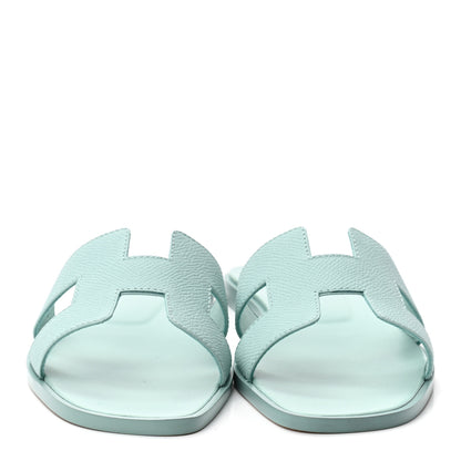 Hermes Epsom Oran Sandals 37 Vert Embrun 2 of 8