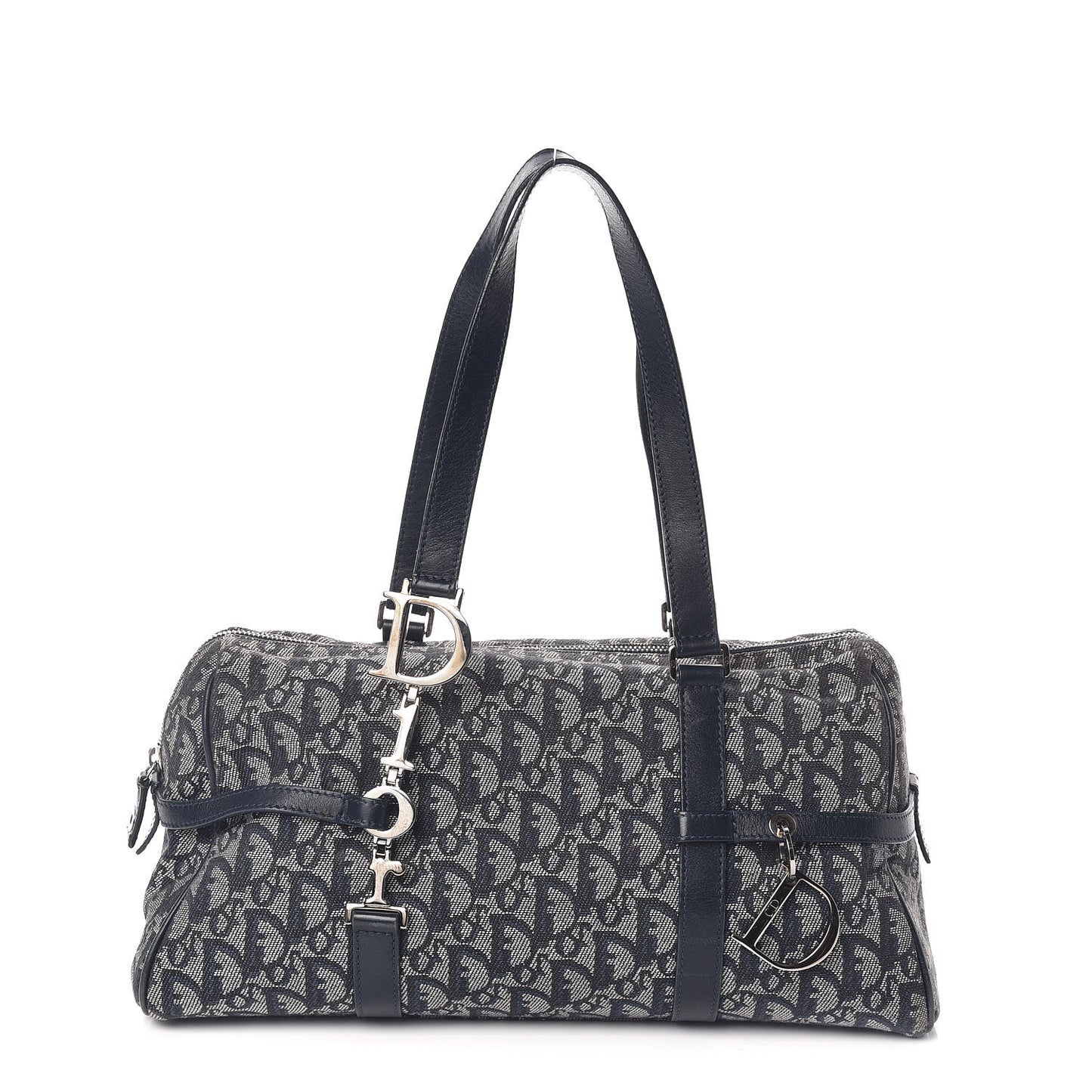 Denim Monogram Charms Shoulder Bag Blue