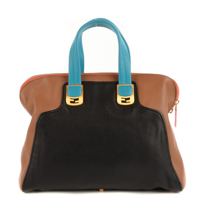 Fendi Capra Vitello Saddle Colorblock Large Chameleon Tote Biscotto 1 of 10