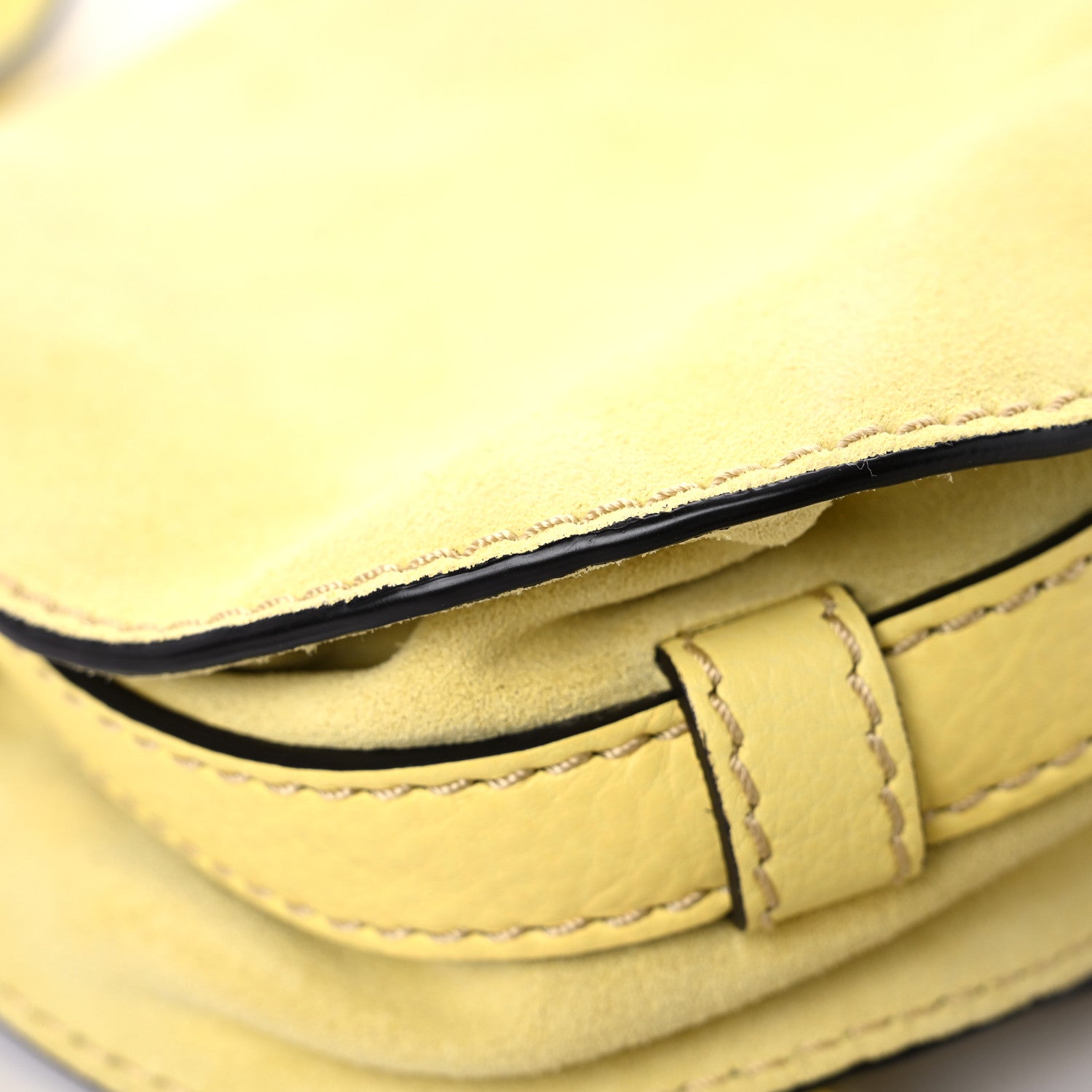 Chloe Suede Calfskin Braided Mini Marcie Round Crossbody Bag Yellow 10 of 16