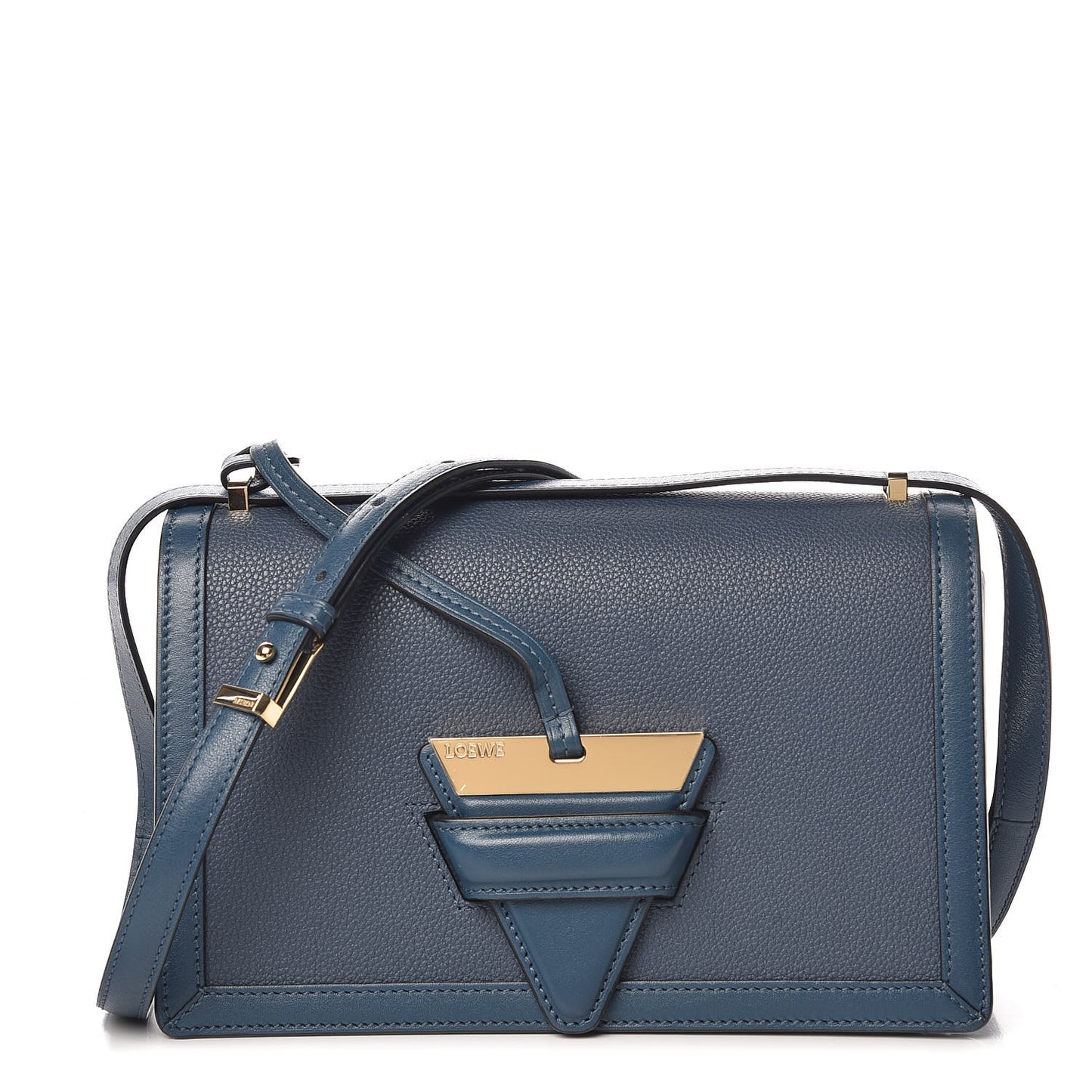 Grained Calfskin Medium Barcelona Shoulder Bag Indigo