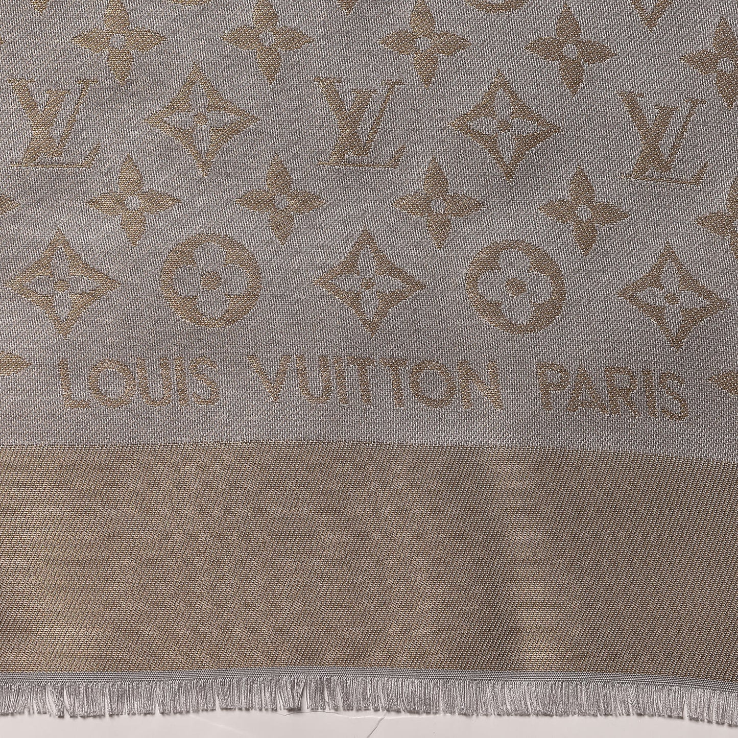 Silk Lurex Wool Monogram Shine Shawl Charcoal Greige