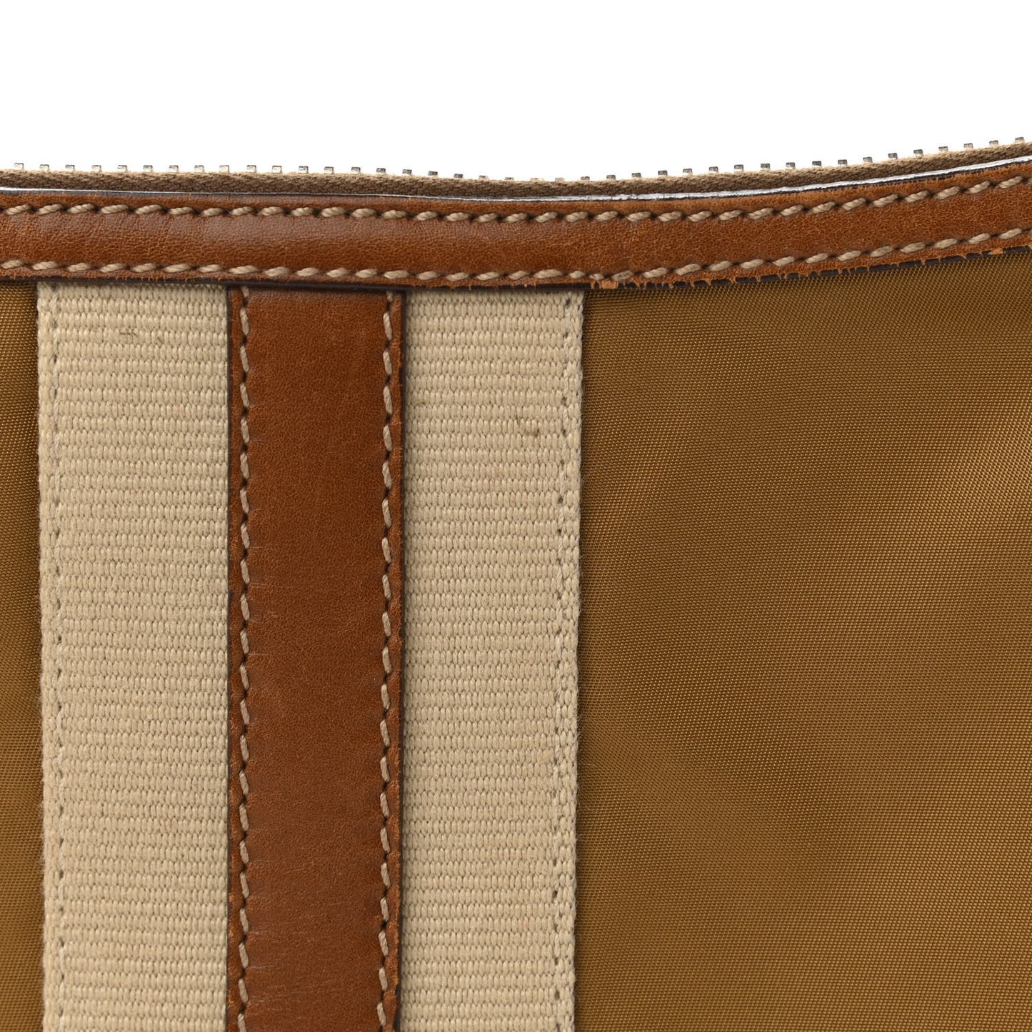 Tessuto Nylon Striped Shoulder Bag Brown Beige