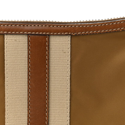 Prada Tessuto Nylon Striped Shoulder Bag Brown Beige 10 of 11