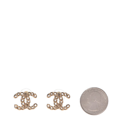 Chanel Metal Chain Link CC Earrings Gold 2 of 5