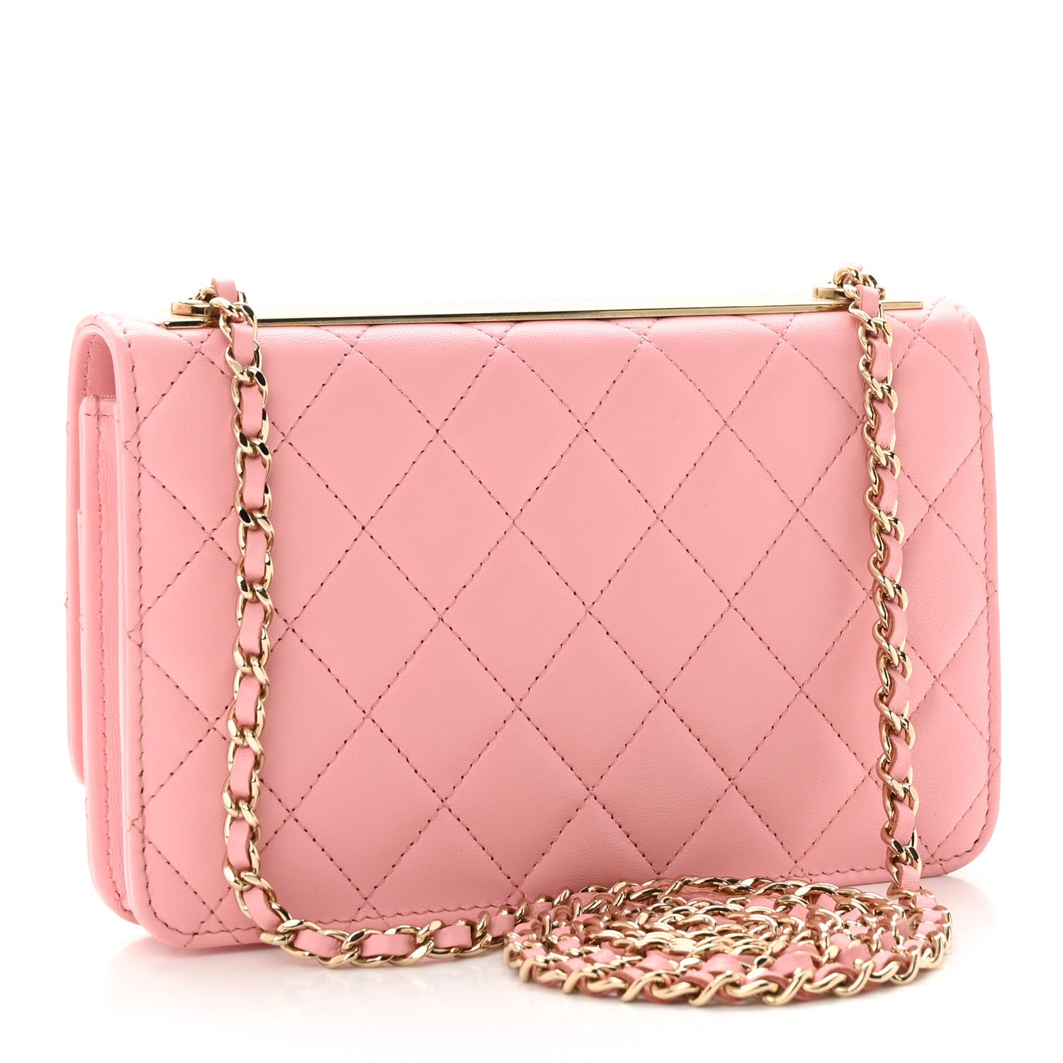 Chanel Lambskin Quilted Trendy CC Wallet On Chain WOC Pink 4 of 12