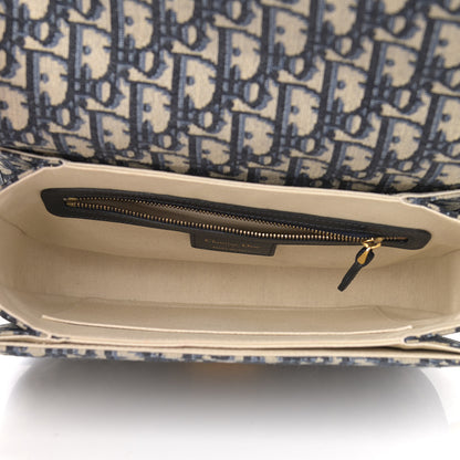 Christian Dior Oblique Flap Bag Navy Blue 5 of 11