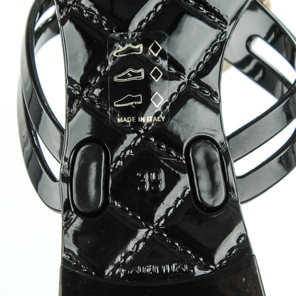 Chanel Jelly Camellia Thong Sandals 39 Black Ivory 6 of 7