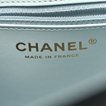 Chanel Shiny Aged Calfskin Quilted Nano Kelly Shopper Light Blue 6 of 11