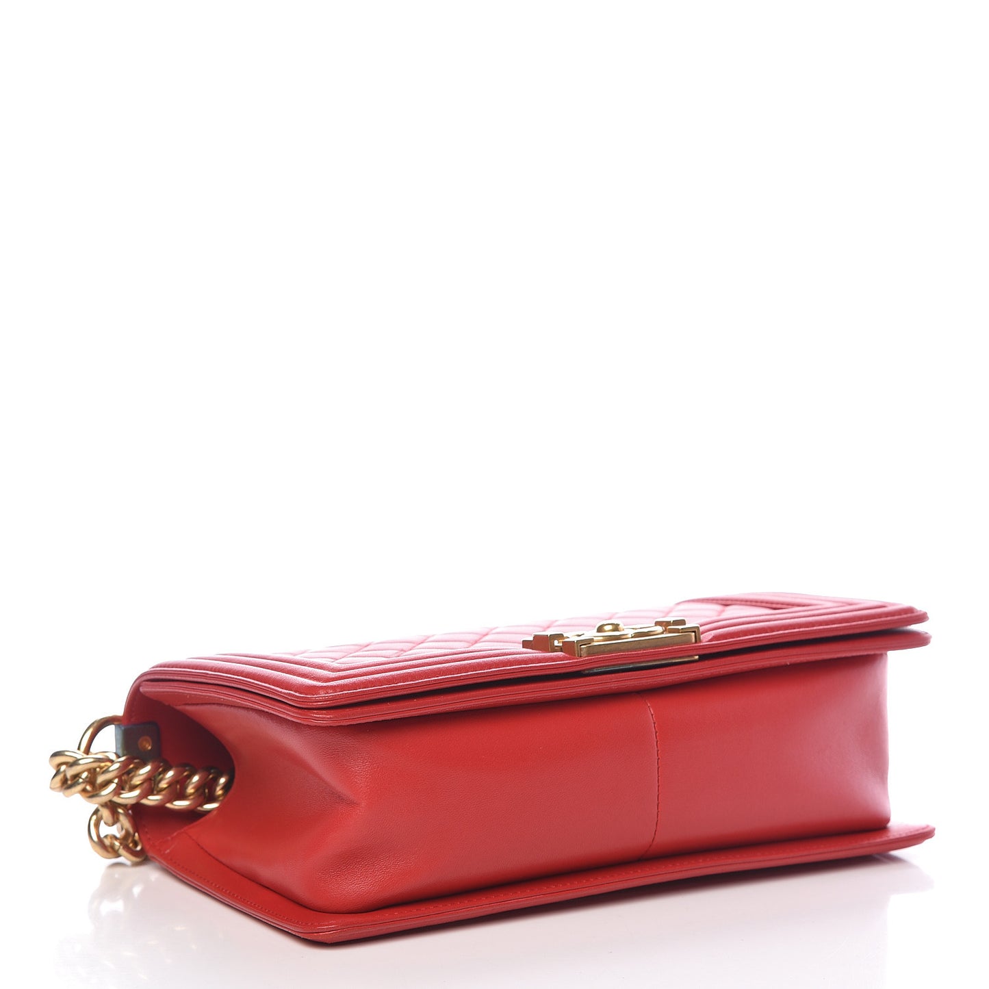 Lambskin Quilted Medium Boy Flap Red