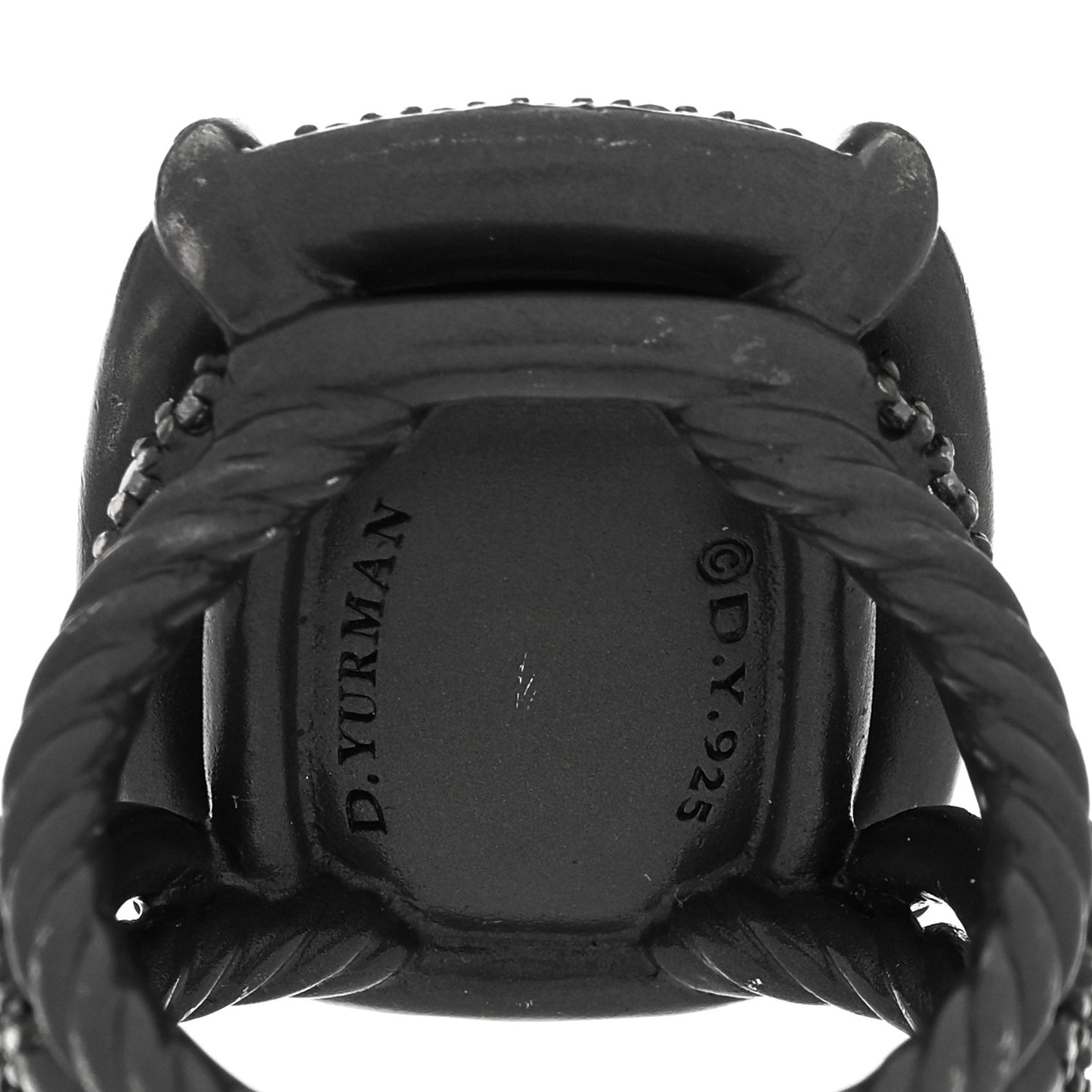 Darkened Sterling Silver Gray Diamond Black Orchid 20mm Chatelaine Ring 54 6.75
