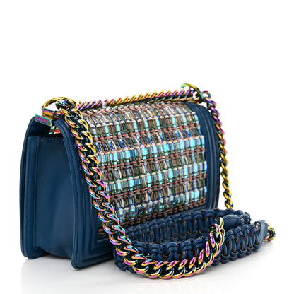 Chanel PVC Thread Woven Medium Boy Flap Dark Blue 3 of 15